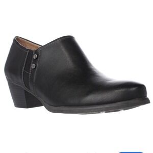 Naturalizer Koop Black Leather Low Heel Ankle Bootie 10 Old Money Dark Academia
